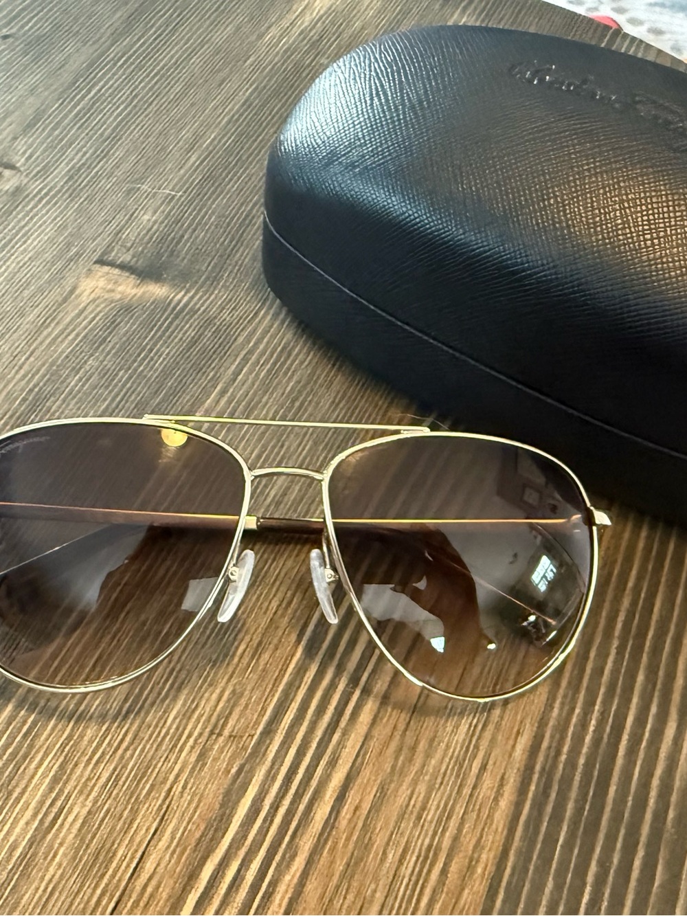 Salvatore Ferragamo Gold Aviator Sunglasses with Brown Gradient Lenses